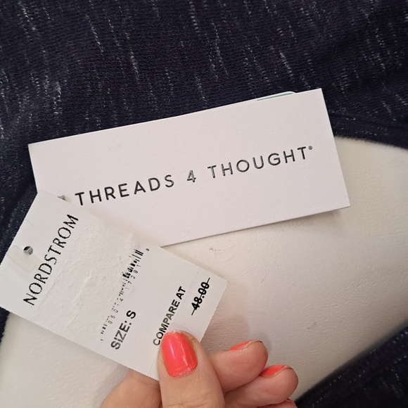 Threads 4 Thoughts Navy Blue/Black Cut Out Back Sweater Top. Size Small NWT - Picture 5 of 9